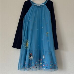 Hanna Andersson fairytale dress embroidered tulle overlay girls sz 130/ US 8